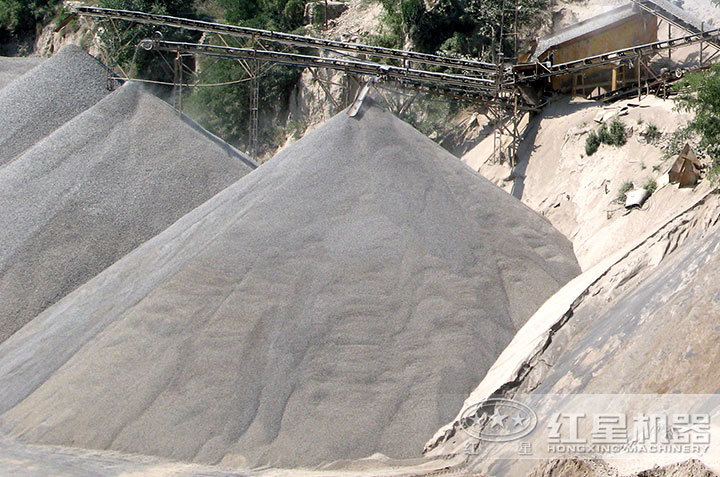 機制砂成品，一條生產(chǎn)線可有多種規(guī)格成品